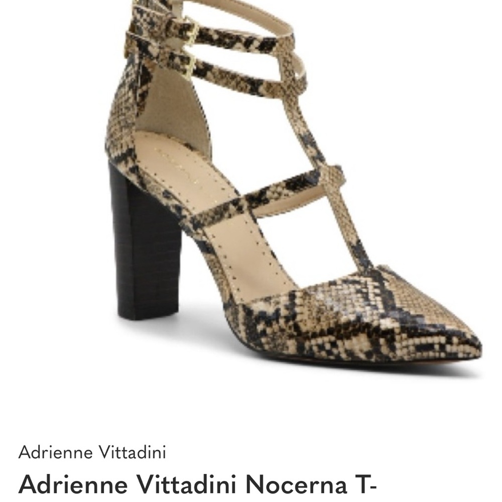 Adrienne Vittadini Beige and Black Strappy Heels